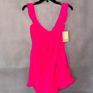 BeBop Hot Pink Ruffle Jumpsuit